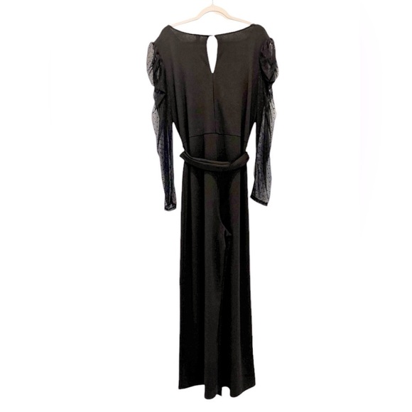 Find Me Plus Black Full Length Dress Mesh Puff Sleeve Size 3XL - Picture 3 of 4